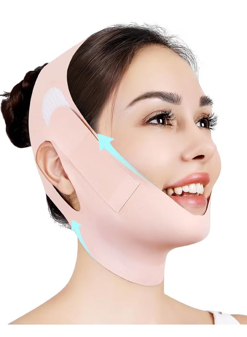 Soft & Adjustable Sleeping Chin Strap - Dual-Action for Jawline Shaping and Snoring Relief, Comfortable Night Wear for Enhanced Sleep & Contour (Pink) - Image 1